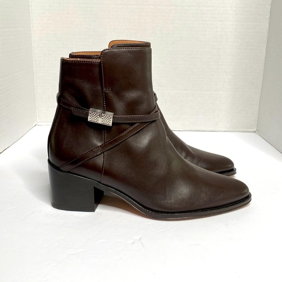 Hugo by Hugo Boss Women Silver Hardware Leather dressy Boots Size 7 - Picture 4 of 6